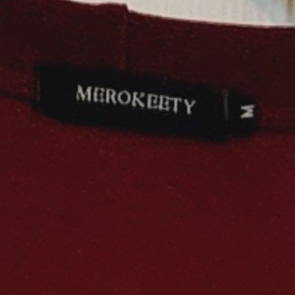 MEROKEETY Burgundy Long Gold Snap Cardigan Sweater Size M - Picture 12 of 12